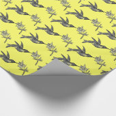 ヴィンテージのハチドリおよび花のギフトの包装紙 ラッピングペーパー (角)