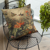 ヴィンテージのハチドリと花の植物界 クッション