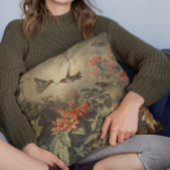 ヴィンテージのハチドリと花の植物界 クッション