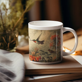 ヴィンテージのハチドリと花の植物界 コーヒーマグカップ