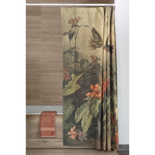 ヴィンテージのハチドリと花の植物界 シャワーカーテン