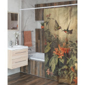 ヴィンテージのハチドリと花の植物界 シャワーカーテン