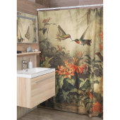 ヴィンテージのハチドリと花の植物界 シャワーカーテン