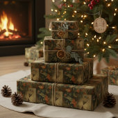 ヴィンテージのハチドリと花の植物界 ラッピングペーパー