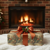 ヴィンテージのハチドリと花の植物界 ラッピングペーパー