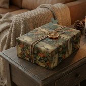 ヴィンテージのハチドリと花の植物界 ラッピングペーパー