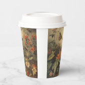 ヴィンテージのハチドリと花の植物界 紙コップ (左)