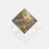 ヴィンテージのハチドリと花の植物界 縁ありカクテルナプキン (角)