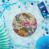 ヴィンテージのハチドリの友人の野生花 ペーパープレート (パーティー)