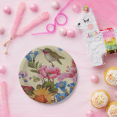 ヴィンテージのハチドリの友人の野生花 ペーパープレート (パーティー)