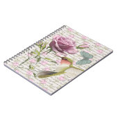 ヴィンテージのハチドリの蝶は上がり、 ノートブック (左側)