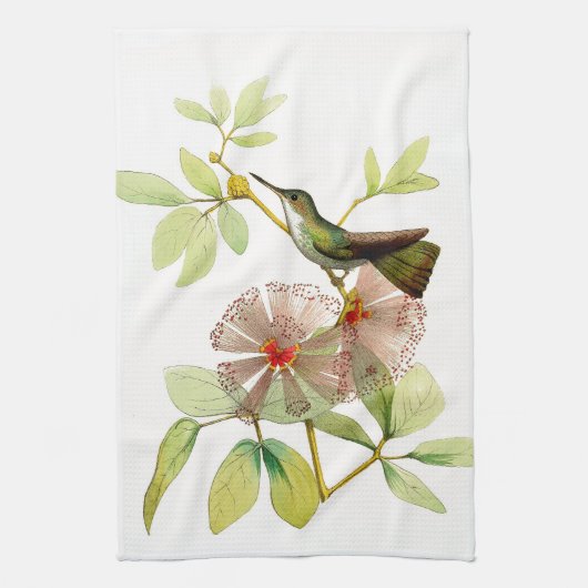 ヴィンテージのハチドリの鳥によっては台所タオルが開花します キッチンタオル (縦)