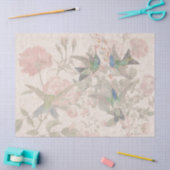 ヴィンテージのハチドリの鳥のばら色の花のティッシュペーパー 薄葉紙 (クラフト)