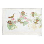 ヴィンテージのハチドリの鳥の花の花柄の枕カバー 枕カバー (正面)