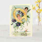 ヴィンテージのハッピーバースデーカード カード (黄色い花)