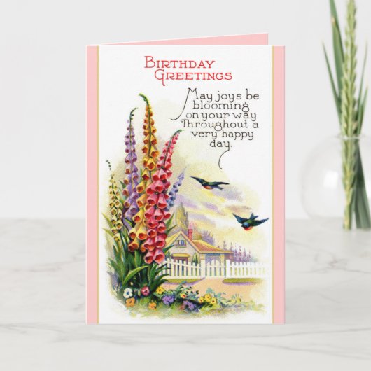 ヴィンテージのハッピーバースデーカード カード (正面)