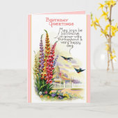 ヴィンテージのハッピーバースデーカード カード (黄色い花)