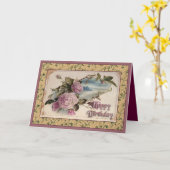 ヴィンテージのハッピーバースデー カード (黄色い花)