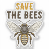 ヴィンテージのハニービーと一緒にミツバチを救おうステッカー シール (正面)