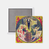 ヴィンテージのハリーHoudiniの刑務所の独房及びバレルのミステリー マグネット (正面/裏面)