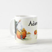 ヴィンテージのハロウィンのかわいくパーソナライズでカスタムなマグ コーヒーマグカップ (正面左)