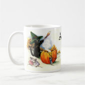 ヴィンテージのハロウィンのかわいくパーソナライズでカスタムなマグ コーヒーマグカップ (左)