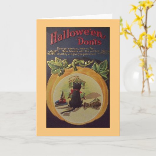 ヴィンテージのハロウィンのアドバイスの挨拶状 カード (黄色い花)