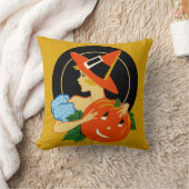 ヴィンテージのハロウィンのアールデコの女の子の枕 クッション (ブランケット)