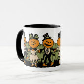 ヴィンテージのハロウィンのカボチャ人々のマグ マグカップ (正面左)