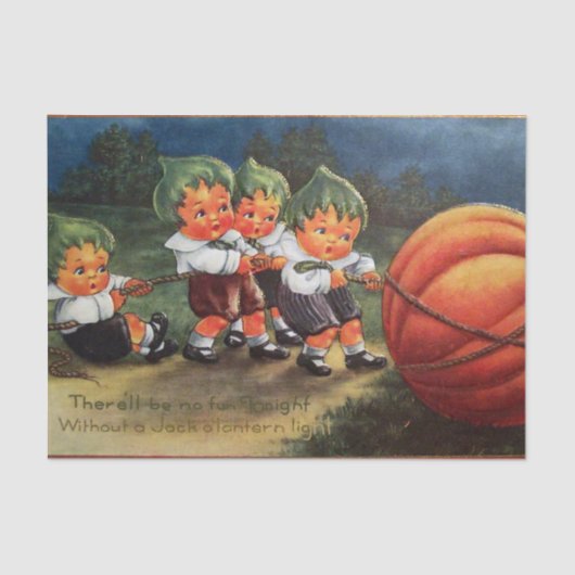 ヴィンテージのハロウィンのカボチャ子供のパーティーのティッシュ 薄葉紙 (正面)