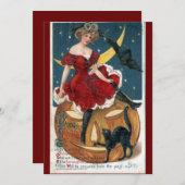 ヴィンテージのハロウィンのカボチャ招待状 招待状 (正面/裏面)