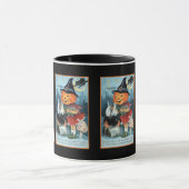 ヴィンテージのハロウィンのカボチャ魔法使いの女の子 マグカップ (中央)