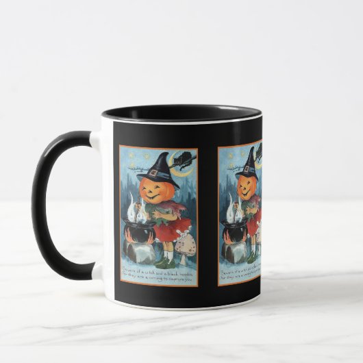 ヴィンテージのハロウィンのカボチャ魔法使いの女の子 マグカップ (左)