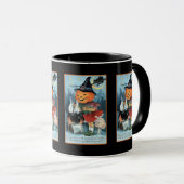 ヴィンテージのハロウィンのカボチャ魔法使いの女の子 マグカップ (正面右)