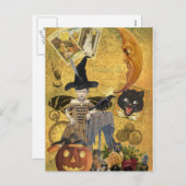 ヴィンテージのハロウィンのコラージュの郵便はがき シーズンポストカード (正面/裏面)