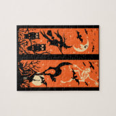 ヴィンテージのハロウィンのシルエットのイラストレーション ジグソーパズル (横)