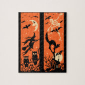 ヴィンテージのハロウィンのシルエットのイラストレーション ジグソーパズル (縦)