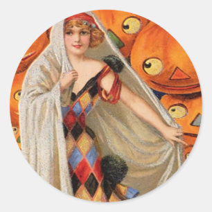 ヴィンテージのハロウィンのステッカー-トリック・オア・トリート ラウンドシール