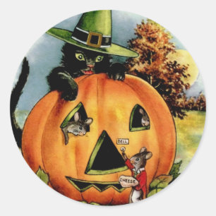 ヴィンテージのハロウィンのステッカー-トリック・オア・トリート ラウンドシール