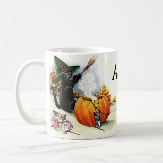 ヴィンテージのハロウィンのチャーミングなマグ コーヒーマグカップ (左)