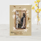 ヴィンテージのハロウィンのテンプレートカード カード (黄色い花)