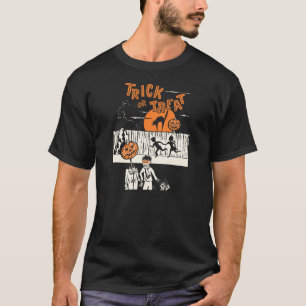 ヴィンテージのハロウィンのトリック・オア・トリートのデザイン Tシャツ