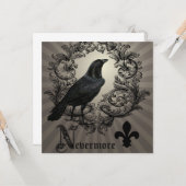 ヴィンテージのハロウィンのモダンなカラス カード (正面/裏面インサイチュ)