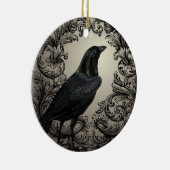 ヴィンテージのハロウィンのモダンなカラス セラミックオーナメント (右)