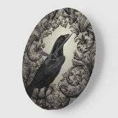 ヴィンテージのハロウィンのモダンなカラス ラージ壁時計 (傾斜)