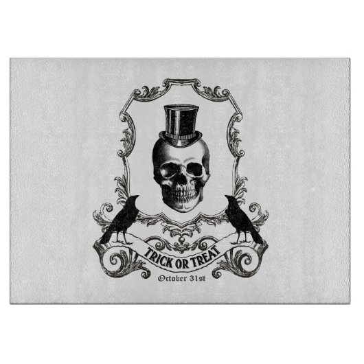 ヴィンテージのハロウィンのモダンなスカル カッティングボード (正面)