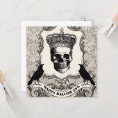 ヴィンテージのハロウィンのモダンなスカル カード (正面/裏面インサイチュ)