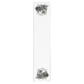 ヴィンテージのハロウィンのモダンなスカル ショートテーブルランナー (正面)