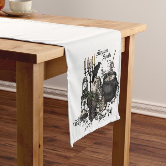 ヴィンテージのハロウィンのモダンなスカル ショートテーブルランナー (インサイチュ)