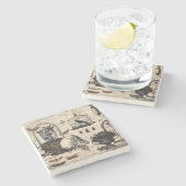 ヴィンテージのハロウィンのモダンな庭 ストーンコースター (横)